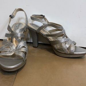 Silver glittery heels